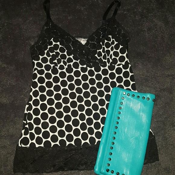white house Black Market polka dot camisole