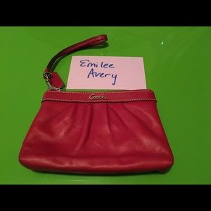 Red Leather Coach Wristlet