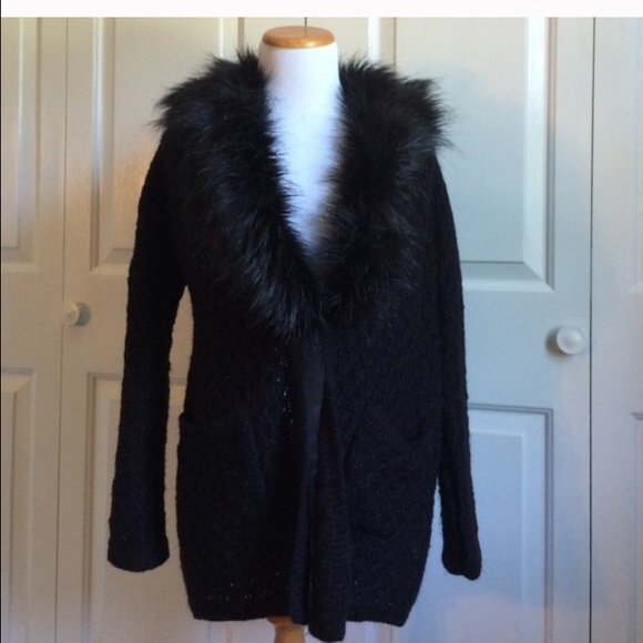 Black faux fur sweater