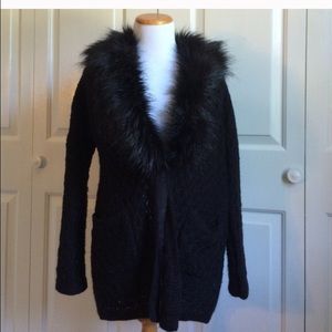 Black faux fur sweater