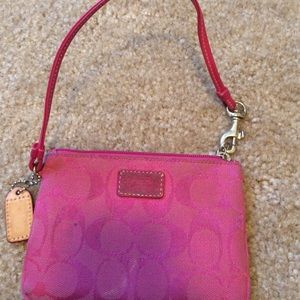 Hot pink coach wristlet