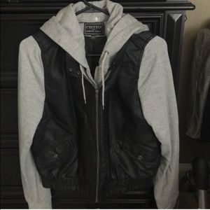 Pleather Sweatshirt Hoodie