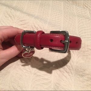 NWOT genuine Coach red leather dog collar, Sz S