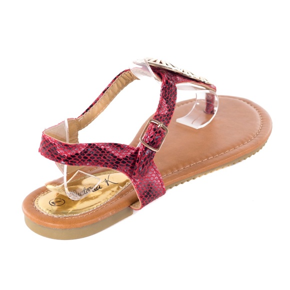 Woman Red Slingback Thong Flat Sandals S2016 - Picture 3 of 3