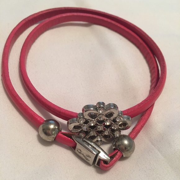 Pink leather wrap bracelet