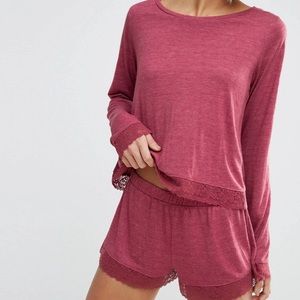ASOS lace trim pajama set