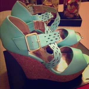 NWOT Mint Cork Wedge Sandals