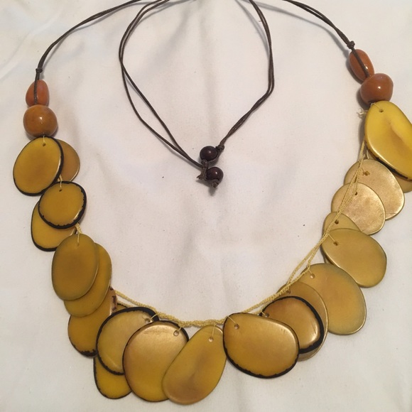 Handmade mustard color necklace