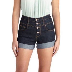 High waisted button up jean shorts