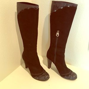 Marc Jacobs suede and snakeskin tall boots