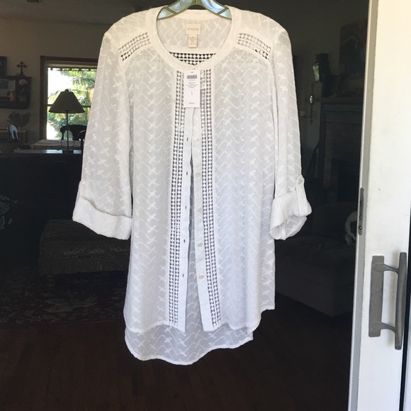 White button front blouse - Picture 1 of 4