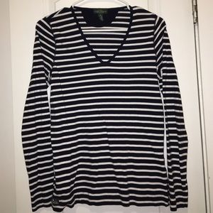 LRL Navy Stripped Long tee