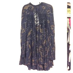 Free People Navy Blue Tunic Top