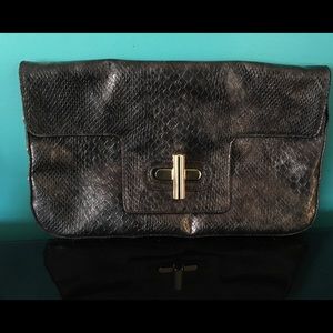 Christian Siriano grey snake skin clutch w/ strap