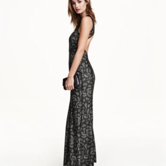 NWTs! H&M Long Black Lace Dress Size 8