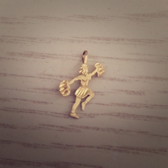 14K Gold Cheerleader Necklace Charm