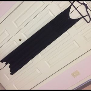 Long black fringe maxi dress