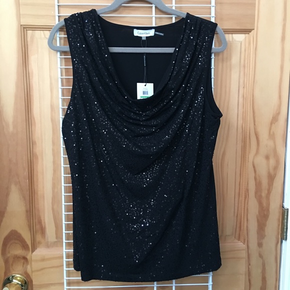 NWT Calvin Klein sequin scoop neck tank
