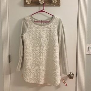 Gray & White Quilted Merona Top NWT