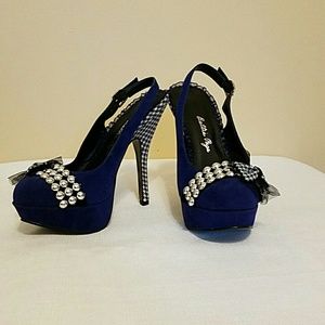 Bettie Page Blue Caroline Pumps