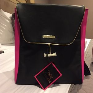 Juicy Couture black pink and gold backpack NWT