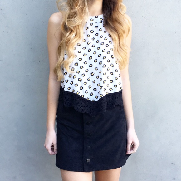 Tops - daisy lace trim top