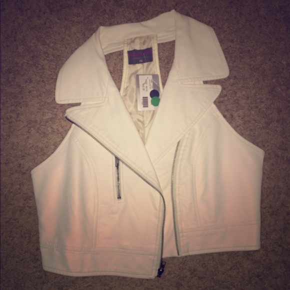 White REAL leather motorcycle vest