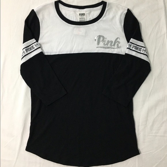 NWT pink Victoria secret bling mid sleeve tee