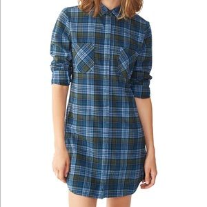 Alternative Apparel Blue Plaid Shirt Dress - M