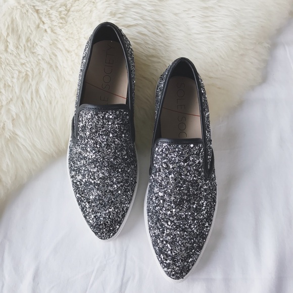 Sole Society Shoes - Sole Society Glitter Pointy Toe Sneakers