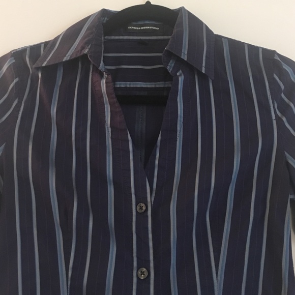Navy Blue Express button up - Picture 2 of 4