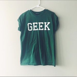 Topshop "GEEK" Rolled Cuff T-shirt