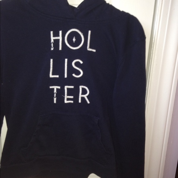 Dark blue hoodie.