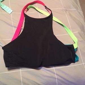 Vs high neck swim top.