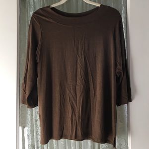 Susan Graver brown scoop neck top