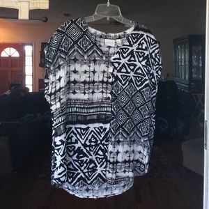 Black and eggshell print blouse