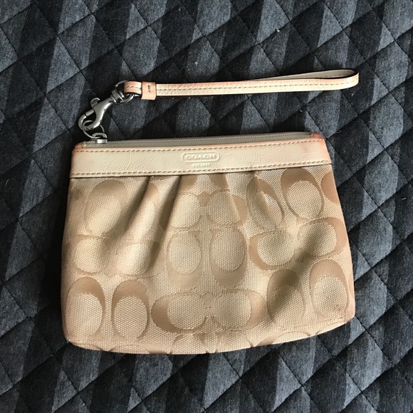 Beige coach wristlet