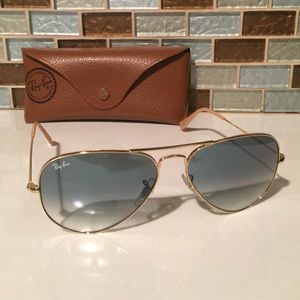 Gold Aviator RayBans (Large) with Blue Faded Lens