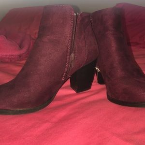 Maroon suede ankle boots