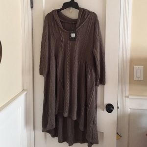 Plus size- Hooded Charcoal Sweater Tunic