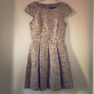 French Connection gold brocade dress