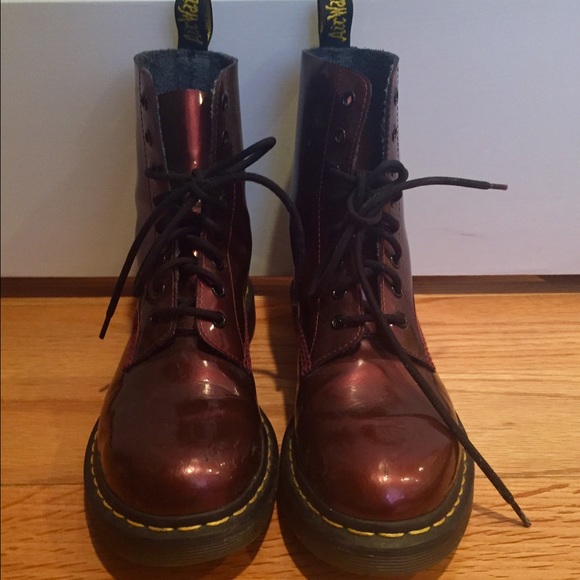 Shiny Maroon Dr. Martens Boots