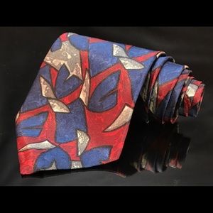 Domani Uomo Silk Geometric Neck Tie Navy Royal Tie