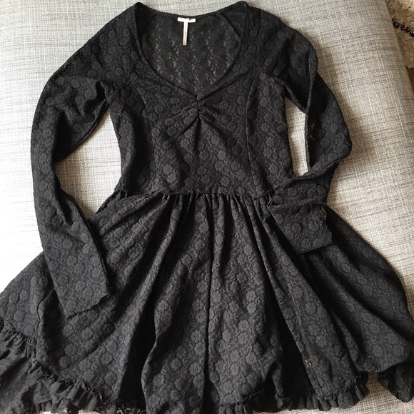 Free People Black Lace Tunic Dress