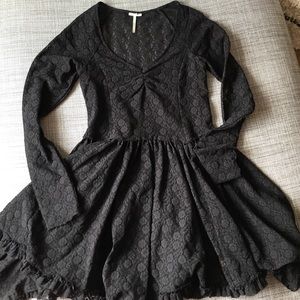 Free People Black Lace Tunic Dress