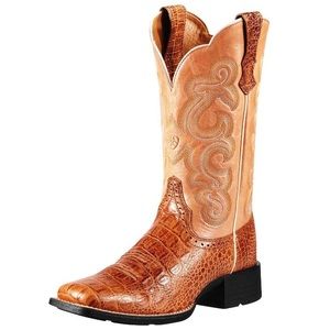 Ariat QuickDraw tan gator print cowboy boots