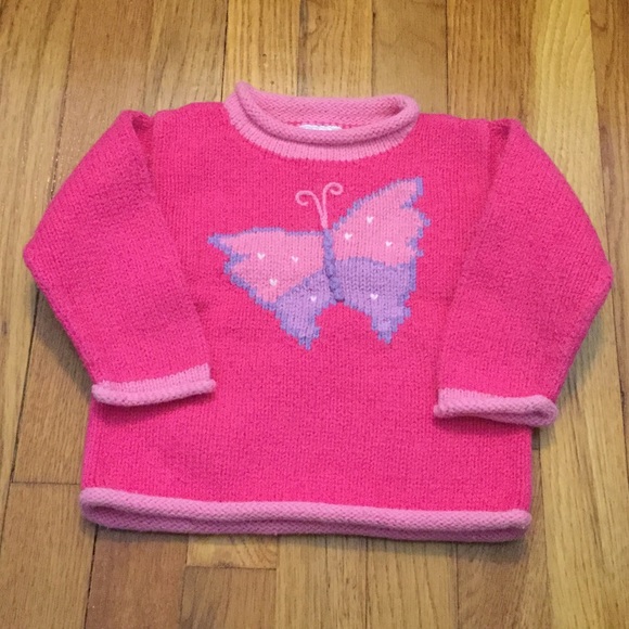 BUTTERFLY PINK SWEATER for a GIRL-size: 18 months - Picture 3 of 4
