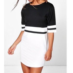 Petite Curve Hem Colorblock Shift Dress