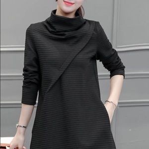 Black High Neck Dress with Pockets
