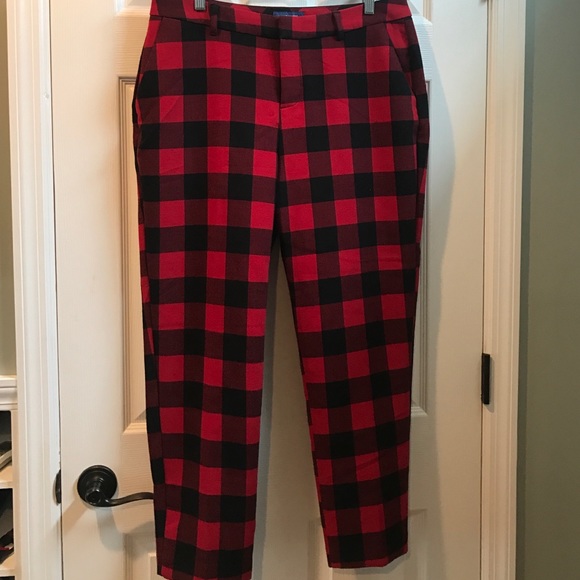 Red buffalo plaid wool pant
